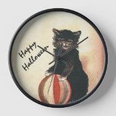 Vintage HALLOWEEN Black Cat Uhr (Vorderseite)