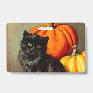 Vintage Halloween Black Cat und Pumpkins Ausweis