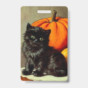 Vintage Halloween Black Cat und Pumpkins Ausweis