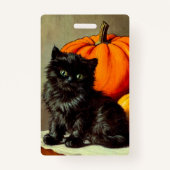 Vintage Halloween Black Cat und Pumpkins Ausweis (Rückseite)