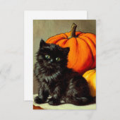Vintage Halloween Black Cat und Pumpkins Begleitkarte (Vorne/Hinten)