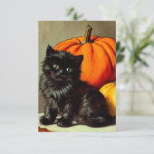 Vintage Halloween Black Cat und Pumpkins Begleitkarte (Stehend Vorderseite)