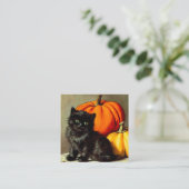 Vintage Halloween Black Cat und Pumpkins Begleitkarte (Stehend Vorderseite)