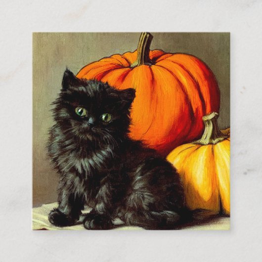 Vintage Halloween Black Cat und Pumpkins Begleitkarte (Vorderseite)