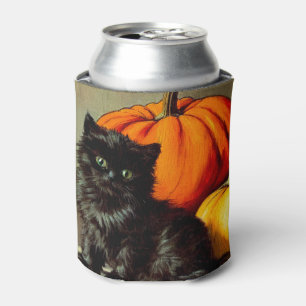 Vintage Halloween Black Cat und Pumpkins Dosenkühler