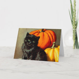 Vintage Halloween Black Cat und Pumpkins Einladung