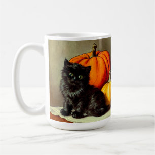 Vintage Halloween Black Cat und Pumpkins Kaffeetasse