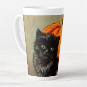 Vintage Halloween Black Cat und Pumpkins Milchtasse (Linke Ecke)