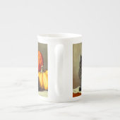 Vintage Halloween Black Cat und Pumpkins Porzellantasse (Rückseite)