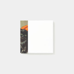 Vintage Halloween Black Cat und Pumpkins Post-it Klebezettel
