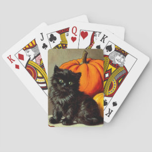 Vintage Halloween Black Cat und Pumpkins Spielkarten
