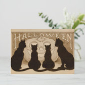 Vintage Halloween Black Cats Einladungskarte Einladung (Stehend Vorderseite)