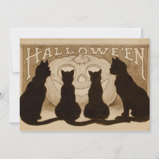 Vintage Halloween Black Cats Einladungskarte Einladung