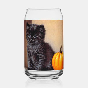 Vintage Halloween Black Kitten Illustration Dosenglas