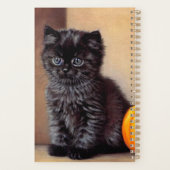 Vintage Halloween Black Kitten Illustration Planer (Rückseite)