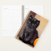 Vintage Halloween Black Kitten Illustration Planer (Anzeige)