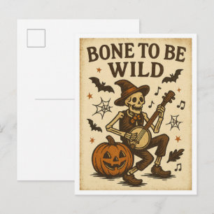 Vintage Halloween Bone to be Wild Postkarte
