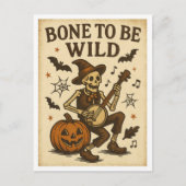 Vintage Halloween Bone to be Wild Postkarte (Vorderseite)