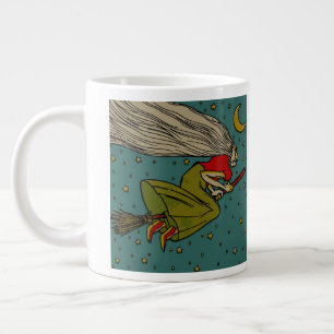 Vintage-Halloween, böse Hexe fliegt auf Besenstiel Jumbo-Tasse