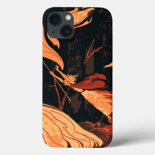 Vintage-Halloween, böse Hexe mit Feuer im Wald Case-Mate iPhone Hülle