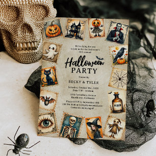 Vintage-Halloween-Briefmarke Erwachsenenparty Einladung