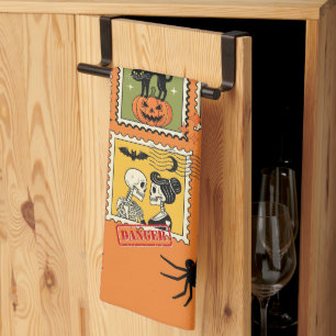 Vintage Halloween-Briefmarke Geschirrtuch
