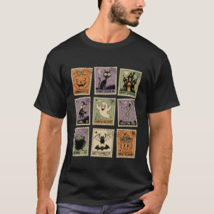Vintage-Halloween-Briefmarke Retro Gruselige Saiso T-Shirt