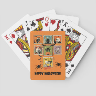 Vintage Halloween-Briefmarke Spielkarten