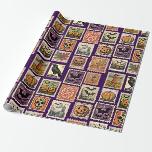 Vintage-Halloween-Briefmarken-Geschenkpapier Geschenkpapier