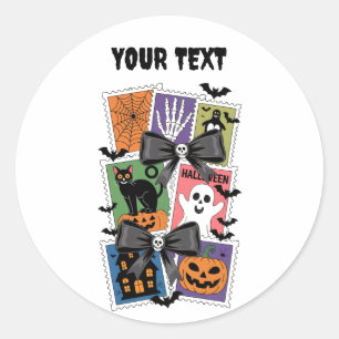 Vintage-Halloween-Briefmarken — Gruselige Retro-Vi Runder Aufkleber