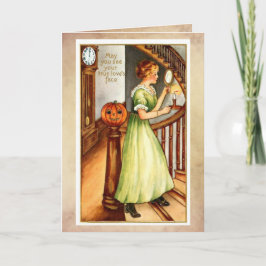 Vintage Halloween Card, Elegante Dame mit Spiegel Karte