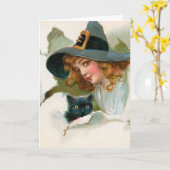 Vintage Halloween Card Karte (Gelbe Blume)