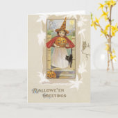 Vintage Halloween Card Karte (Gelbe Blume)