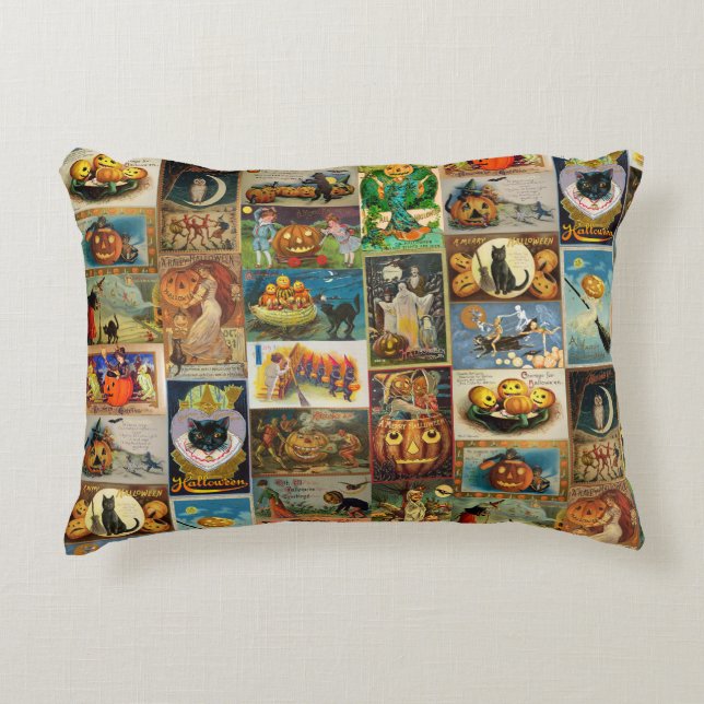 Vintage Halloween Cards Collage Accent Pillow Dekokissen (Vorderseite)
