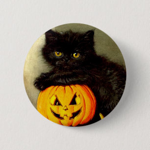 Vintage Halloween Cat and Jack-o’-Laterne Button
