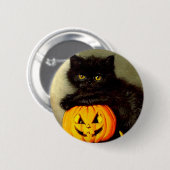 Vintage Halloween Cat and Jack-o’-Laterne Button (Vorne & Hinten)