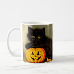 Vintage Halloween Cat and Jack-o’-Laterne Kaffeetasse