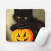 Vintage Halloween Cat and Jack-o’-Laterne Mousepad (Mit Mouse)