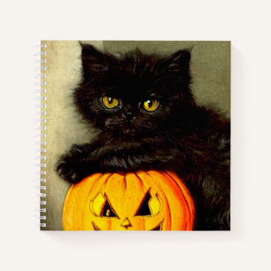 Vintage Halloween Cat and Jack-o’-Laterne Notizblock