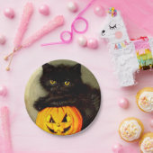 Vintage Halloween Cat and Jack-o’-Laterne Pappteller (Party)