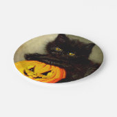 Vintage Halloween Cat and Jack-o’-Laterne Pappteller (Schrägansicht)
