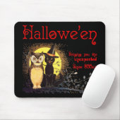 Vintage Halloween Cat and Owl Mousepad (Mit Mouse)