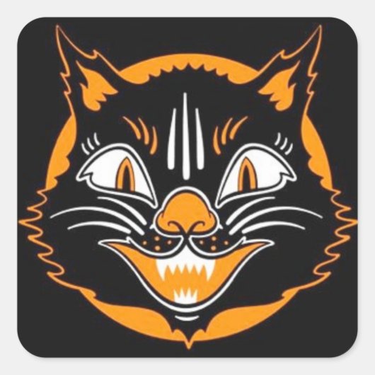Vintage Halloween Cat Stickers (Vorderseite)