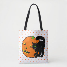 Vintage Halloween Cat und Jack O' Lantern Tasche