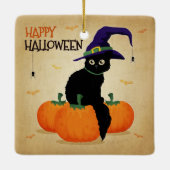 Vintage Halloween Cat und Kürbis | Keramik-Ornamen Keramikornament (Rückseite)