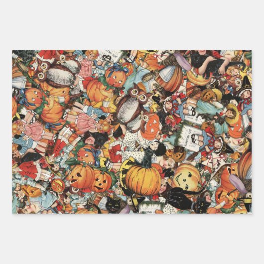 Vintage Halloween-Collage Geschenkpapier Set (Vorderseite 2)