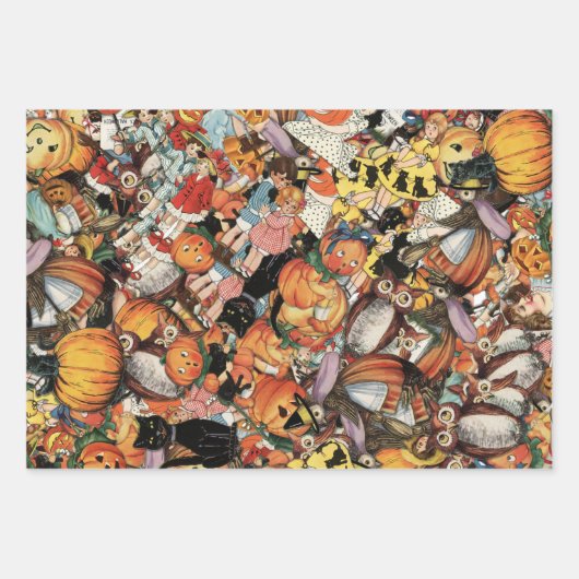 Vintage Halloween-Collage Geschenkpapier Set (Vorderseite)