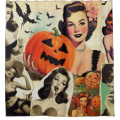 Vintage Halloween-Collage-Illustration Duschvorhang (Vorderseite)