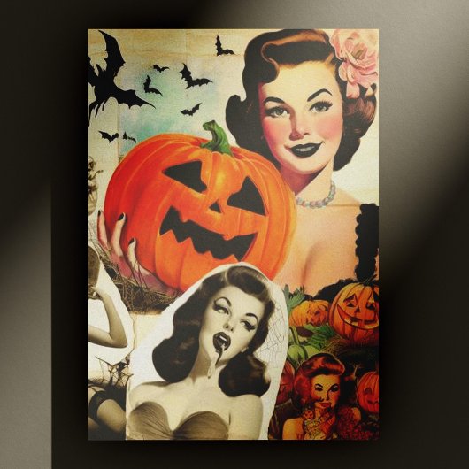 Vintage Halloween-Collage-Illustration Postkarte