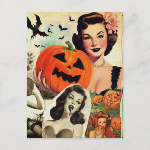 Vintage Halloween-Collage-Illustration Postkarte